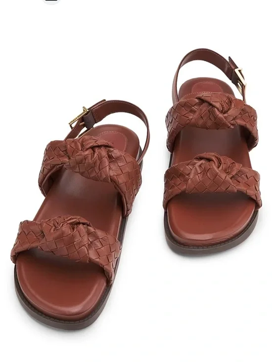 2. Schutz $180 Kareena Knot Leather Sandals - Picture 2 of 6